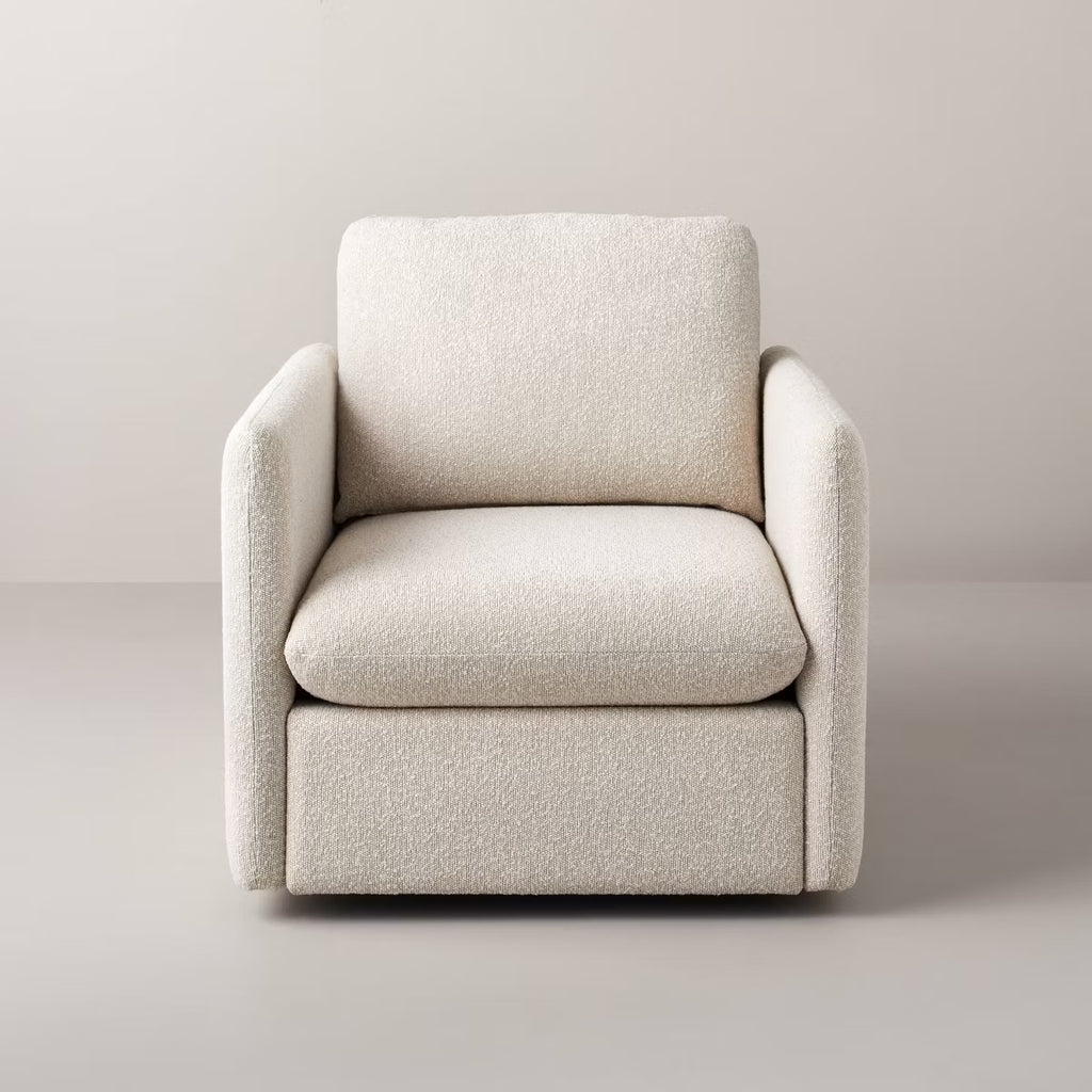 Boucle Upholstered Swivel Arm Chair - Cream - Hearth & Hand with Magnolia
