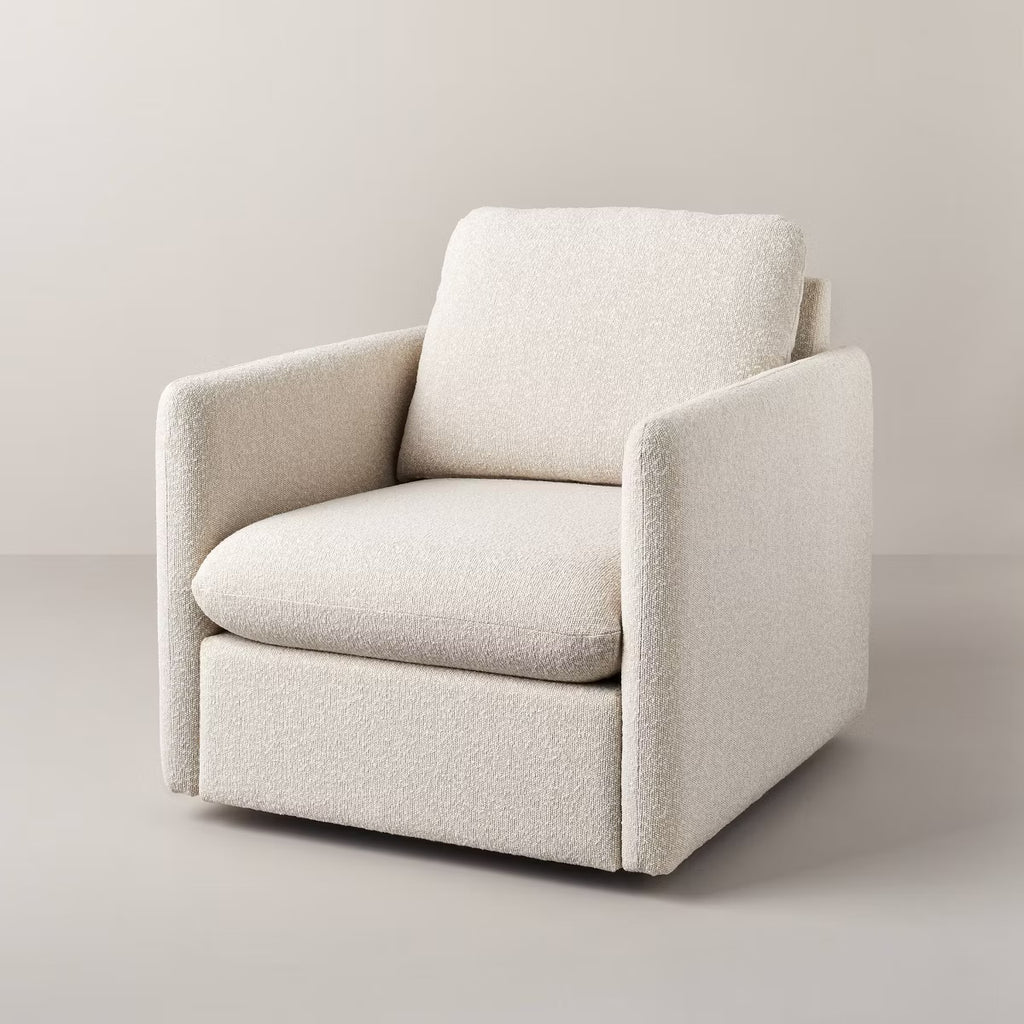 Boucle Upholstered Swivel Arm Chair - Cream - Hearth & Hand with Magnolia