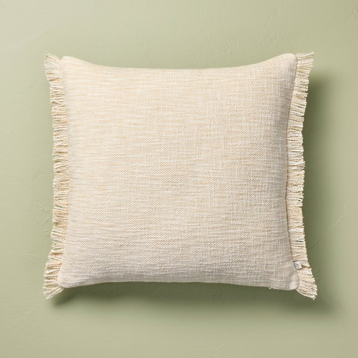 18"x18" Textured Fringe Throw Pillow Sour Cream - Hearth & Hand with Magnolia