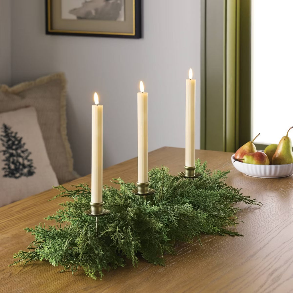 36" Greenery Centerpiece with Brass Candle Holder - Hearth & Hand with Magnolia