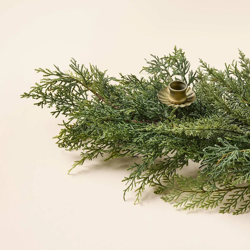 36" Greenery Centerpiece with Brass Candle Holder - Hearth & Hand with Magnolia