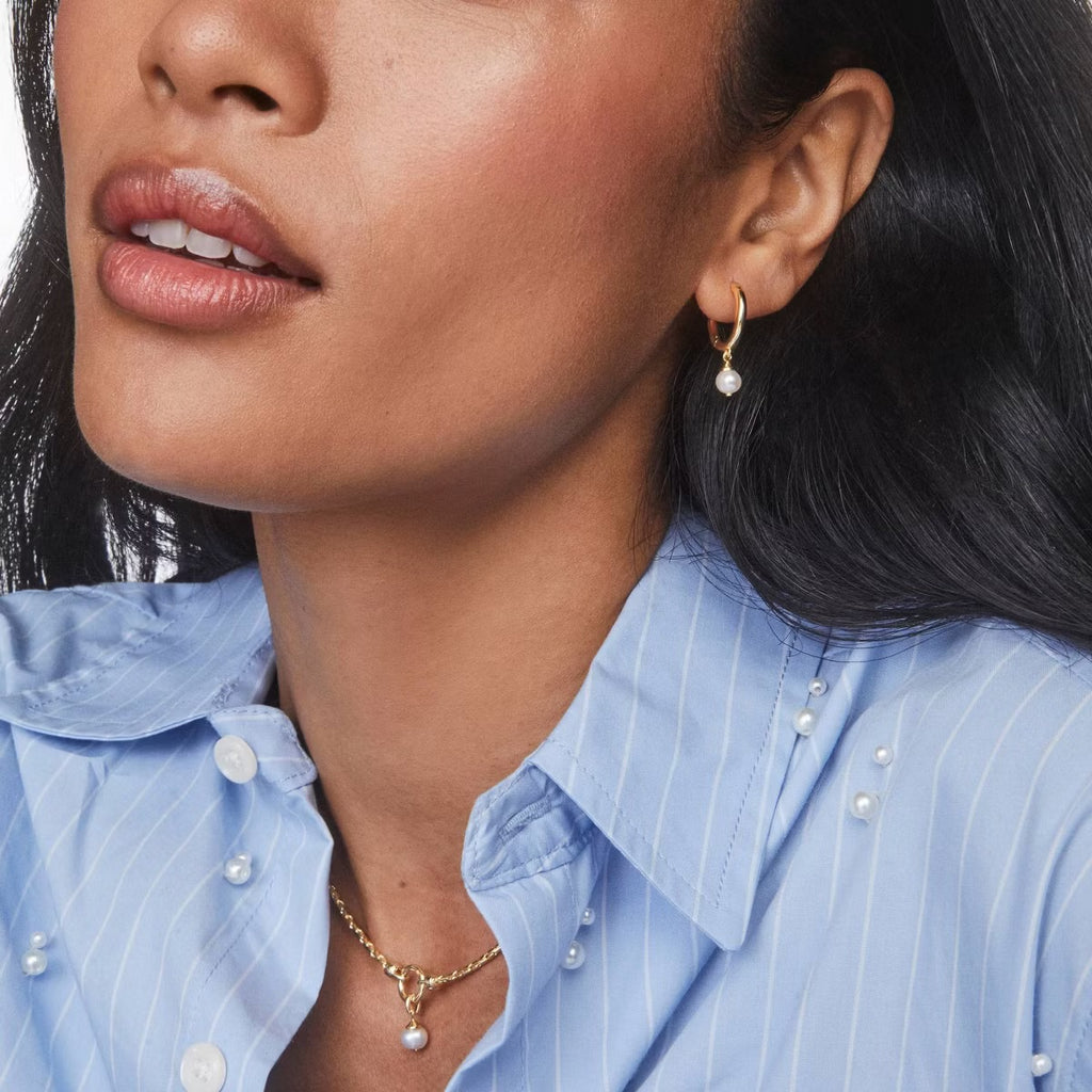 Kendra Scott 14K Gold Over Brass Sawyer Chain Necklace - Gold/White Pearl