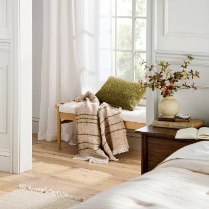 14"x20" Tufted Lumbar Toss Pillow Green - Hearth & Hand with Magnolia