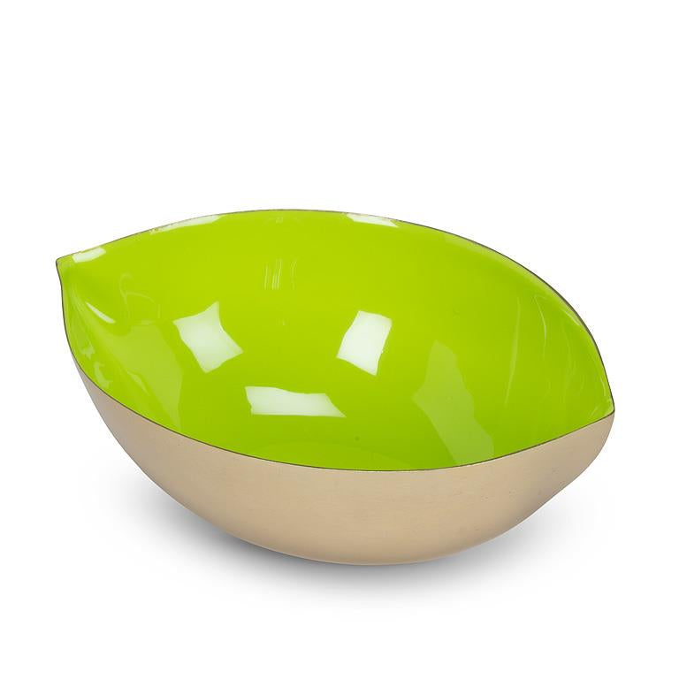 Lime Shaped Enamel Bowl with Leaf