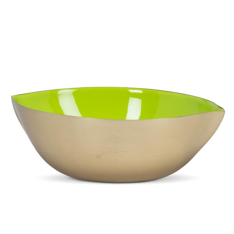 Lime Shaped Enamel Bowl with Leaf