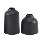 Forio  2-Piece Satin Black Vase Set