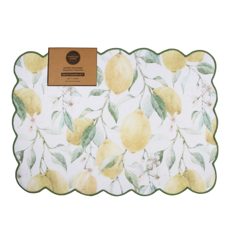 Fresh Lemon Printed Placemat Set Of 4 Yellow