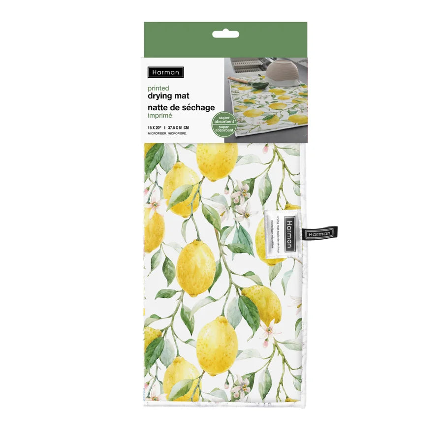 Fresh Lemon Printed Drying Mat Yellow