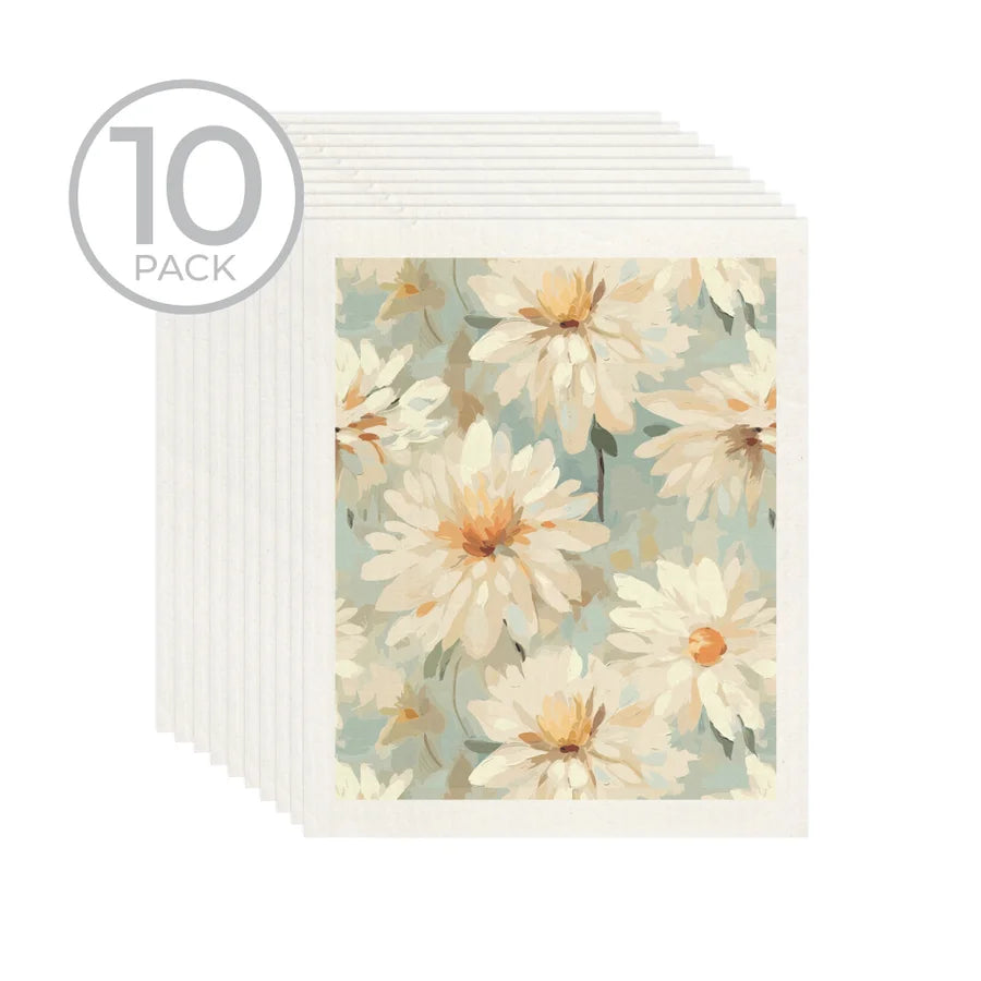 Watercolor Daisy Sponge Cloth Pack Of 10 Multi