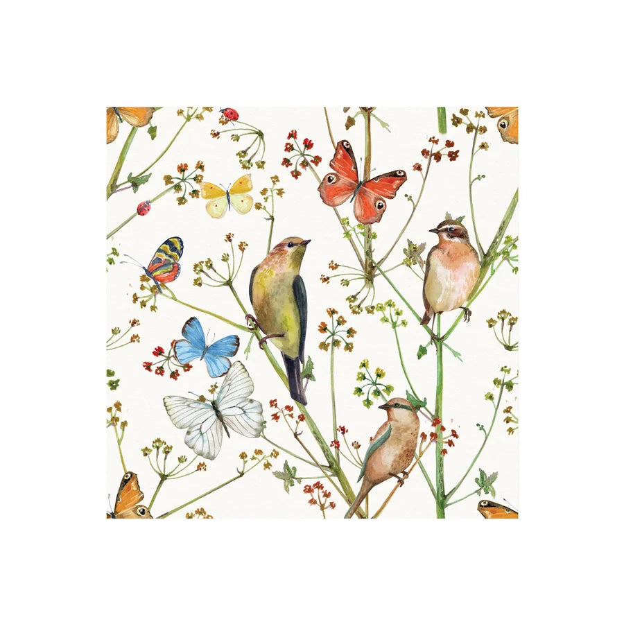 Birds & Butterflies Printed Lunch Napkin 20Pk Multi