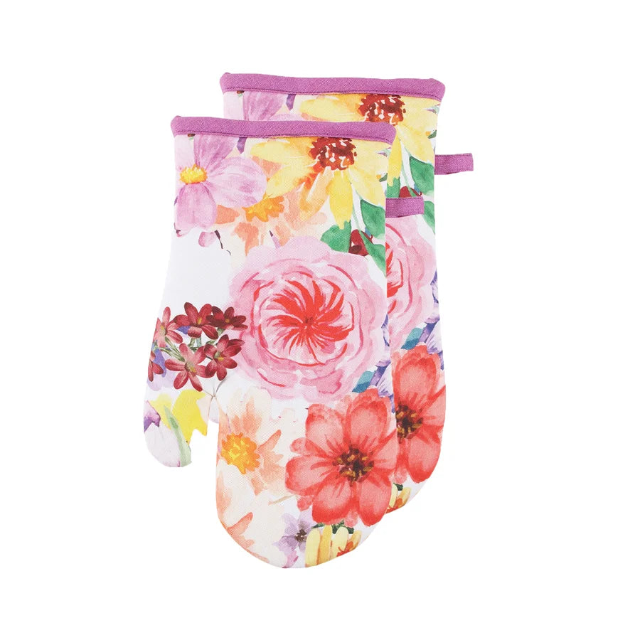 Mixed Floral Oven Mitt Set Of 2 Multi