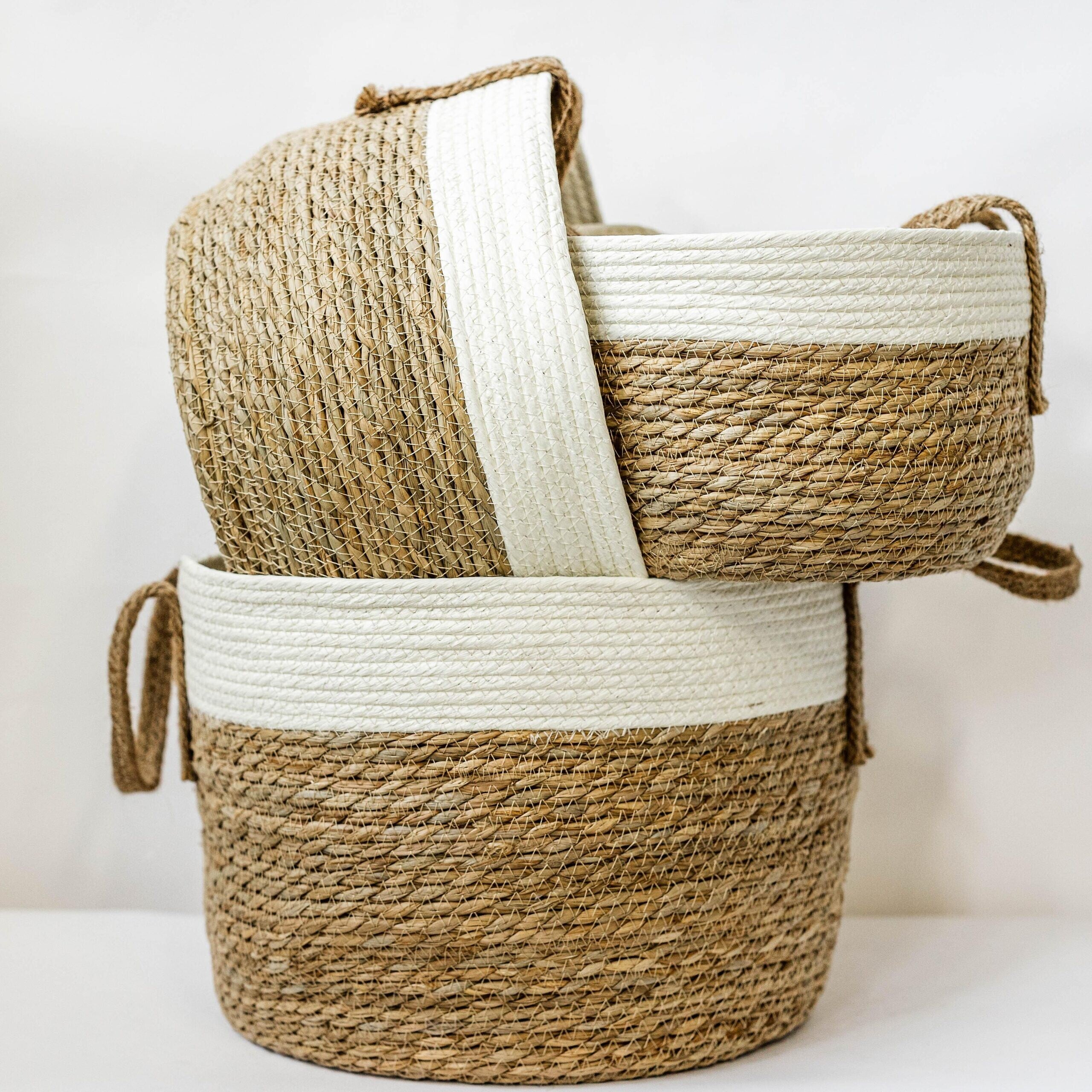 Two-Tone Baskets, Set of 3