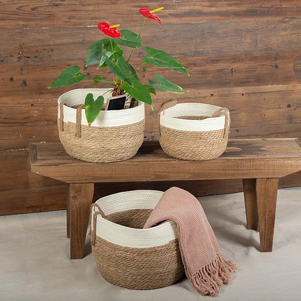 Two-Tone Baskets, Set of 3
