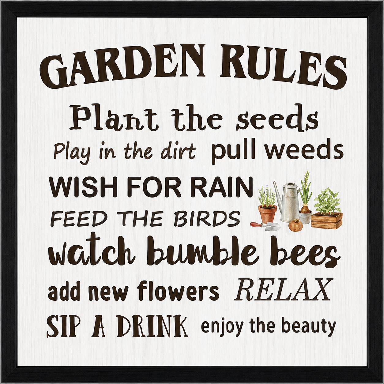 GARDEN RULES SIGN