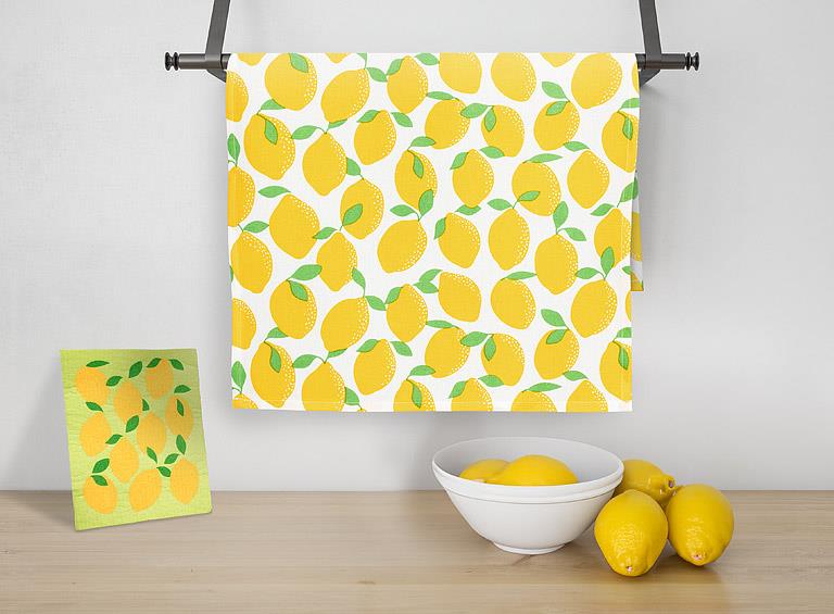 Lemons Dishcloth & Kitchen Towel Set