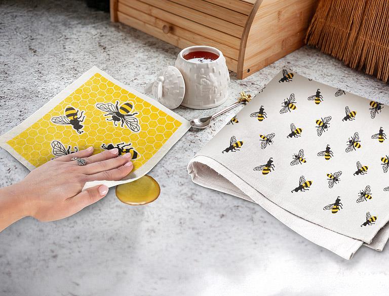 Bees Dishcloth & Kitchen Towel Set