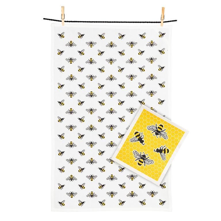 Bees Dishcloth & Kitchen Towel Set