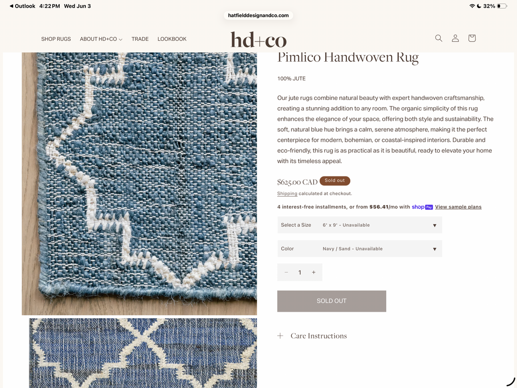 6 x 9 Pimlico Handwoven Rug - 100% Jute