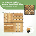 Pack of 30 Acacia Wood Interlocking Deck Tiles