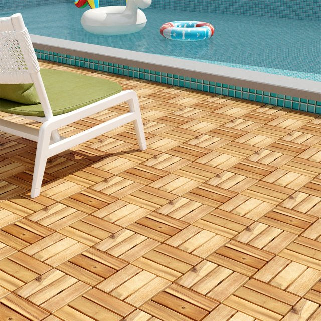 Pack of 30 Acacia Wood Interlocking Deck Tiles