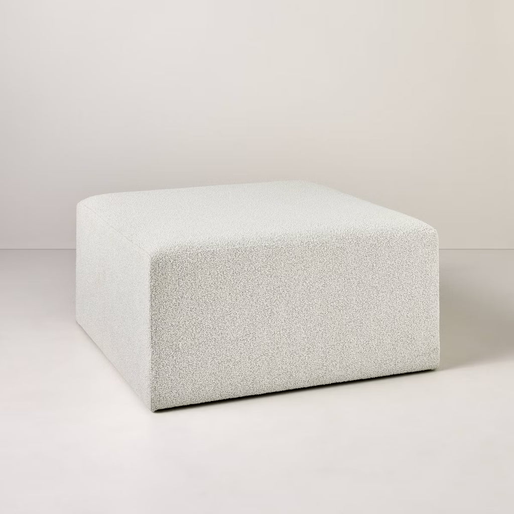 Boucle Upholstered Square Cocktail Ottoman - Oatmeal