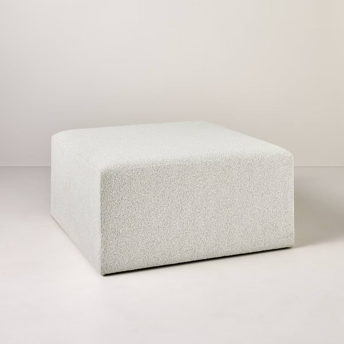 Boucle Upholstered Square Cocktail Ottoman - Oatmeal