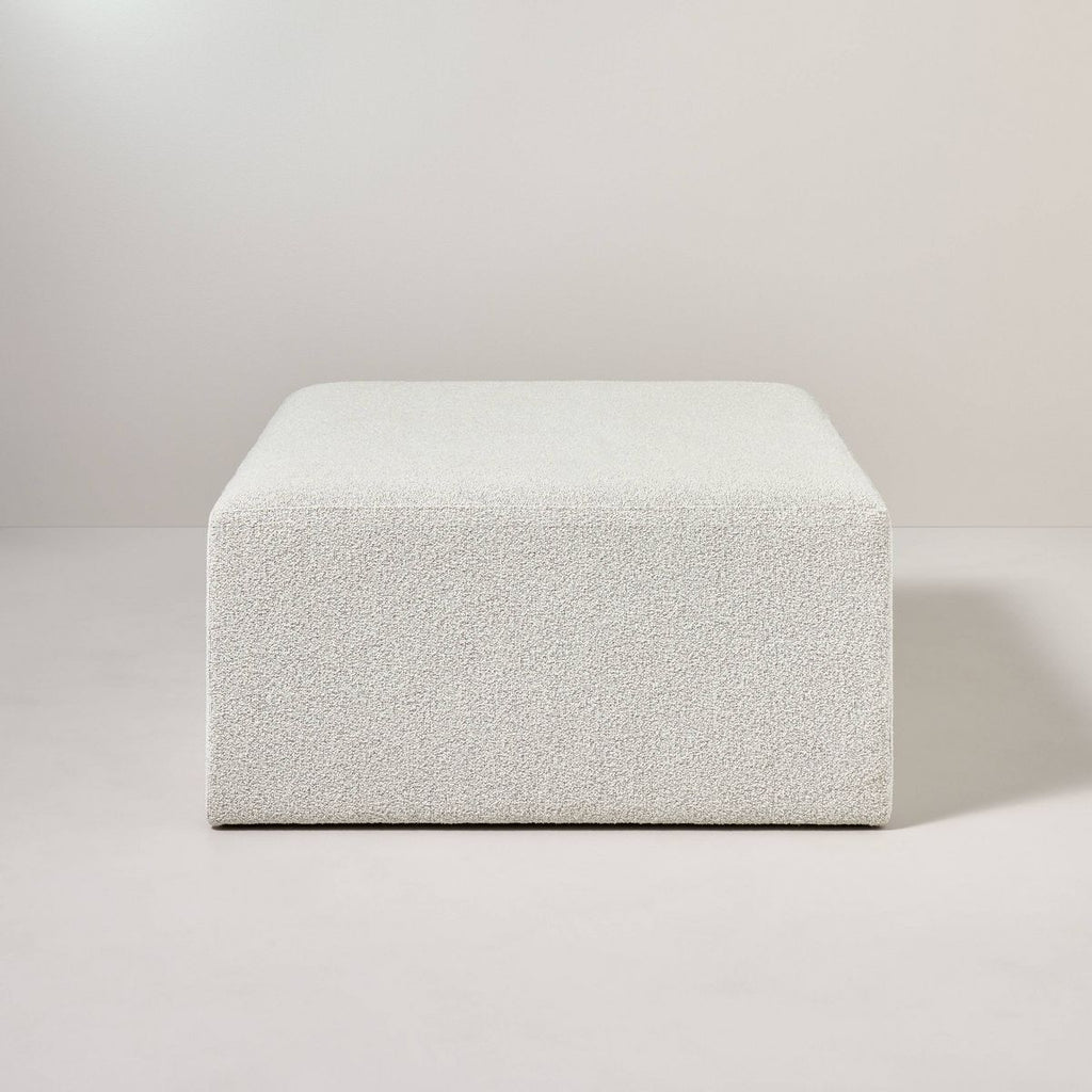 Boucle Upholstered Square Cocktail Ottoman - Oatmeal