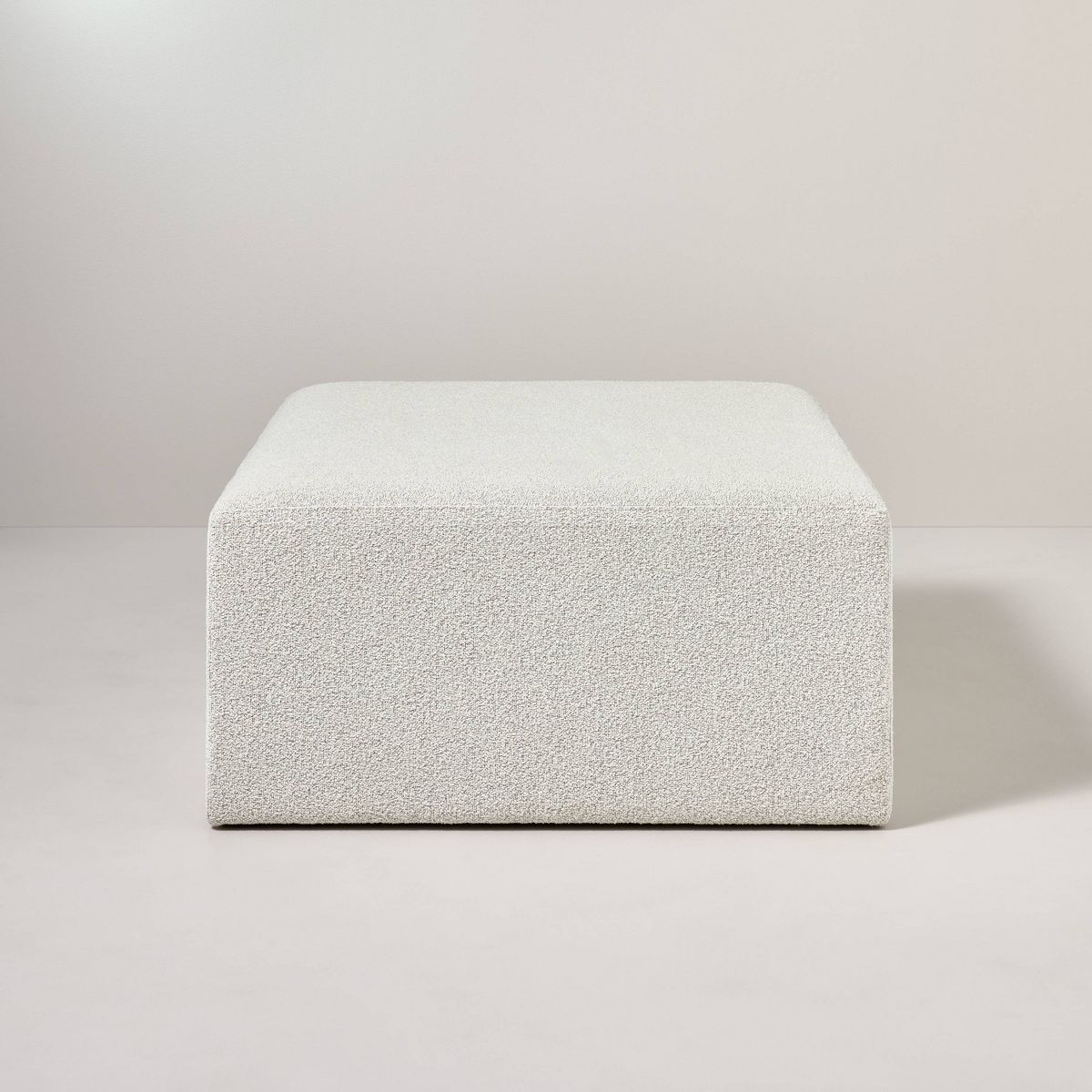 Boucle Upholstered Square Cocktail Ottoman - Oatmeal