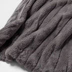 Textured Faux Fur Reversible Throw Blanket Gray - Threshold