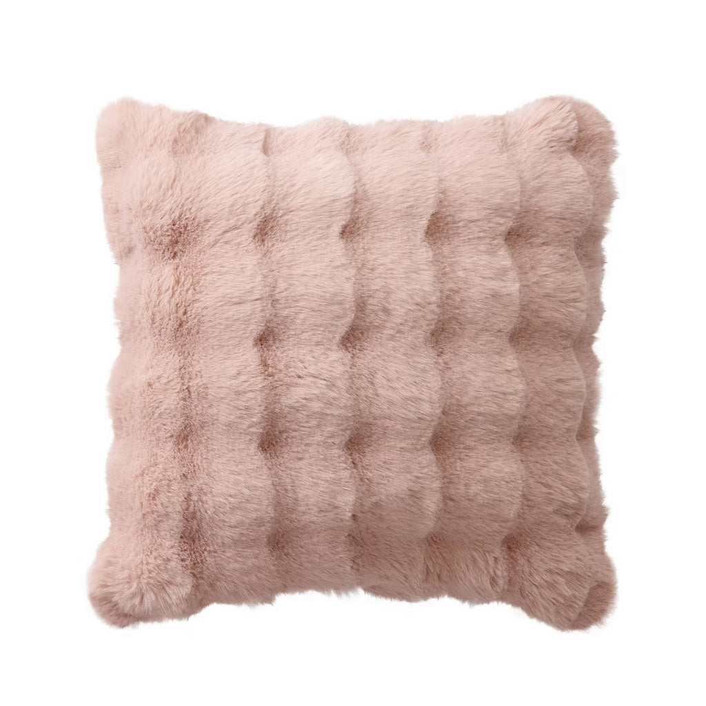 20" Bubble Faux Fur Square Indoor Throw Pillow Blush