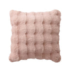 20" Bubble Faux Fur Square Indoor Throw Pillow Blush