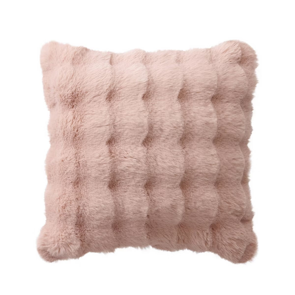 20" Bubble Faux Fur Square Indoor Throw Pillow Blush