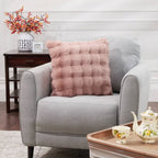 20" Bubble Faux Fur Square Indoor Throw Pillow Blush