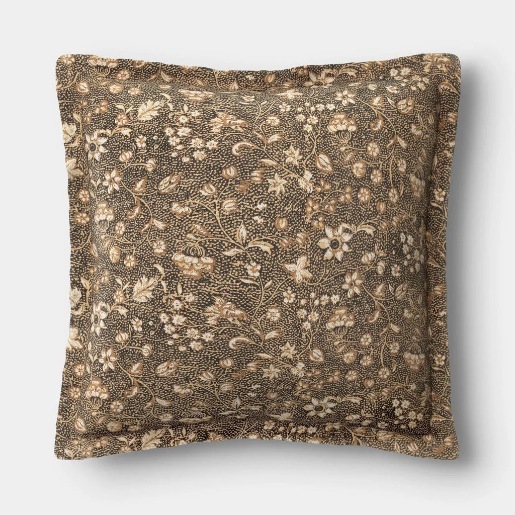 18"x18" Square Floral Printed Throw Pillow Gray/Neutral -Threshold