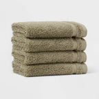 4pk Total Fresh Antimicrobial Washcloth Set Olive Green - Threshold