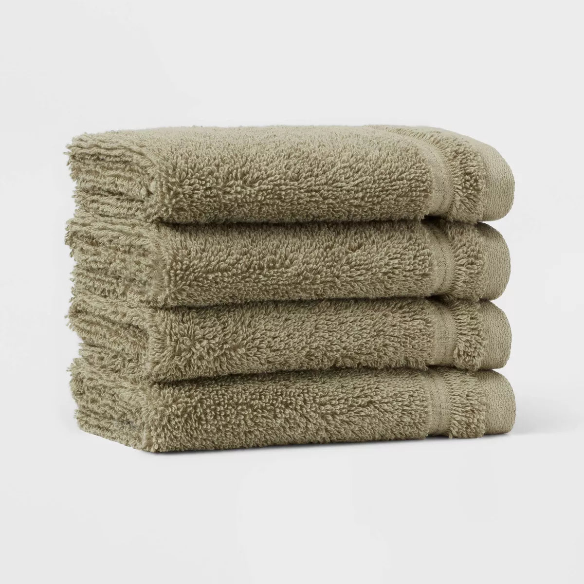 4pk Total Fresh Antimicrobial Washcloth Set Olive Green - Threshold