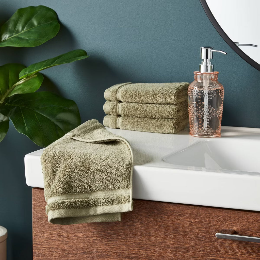 4pk Total Fresh Antimicrobial Washcloth Set Olive Green - Threshold