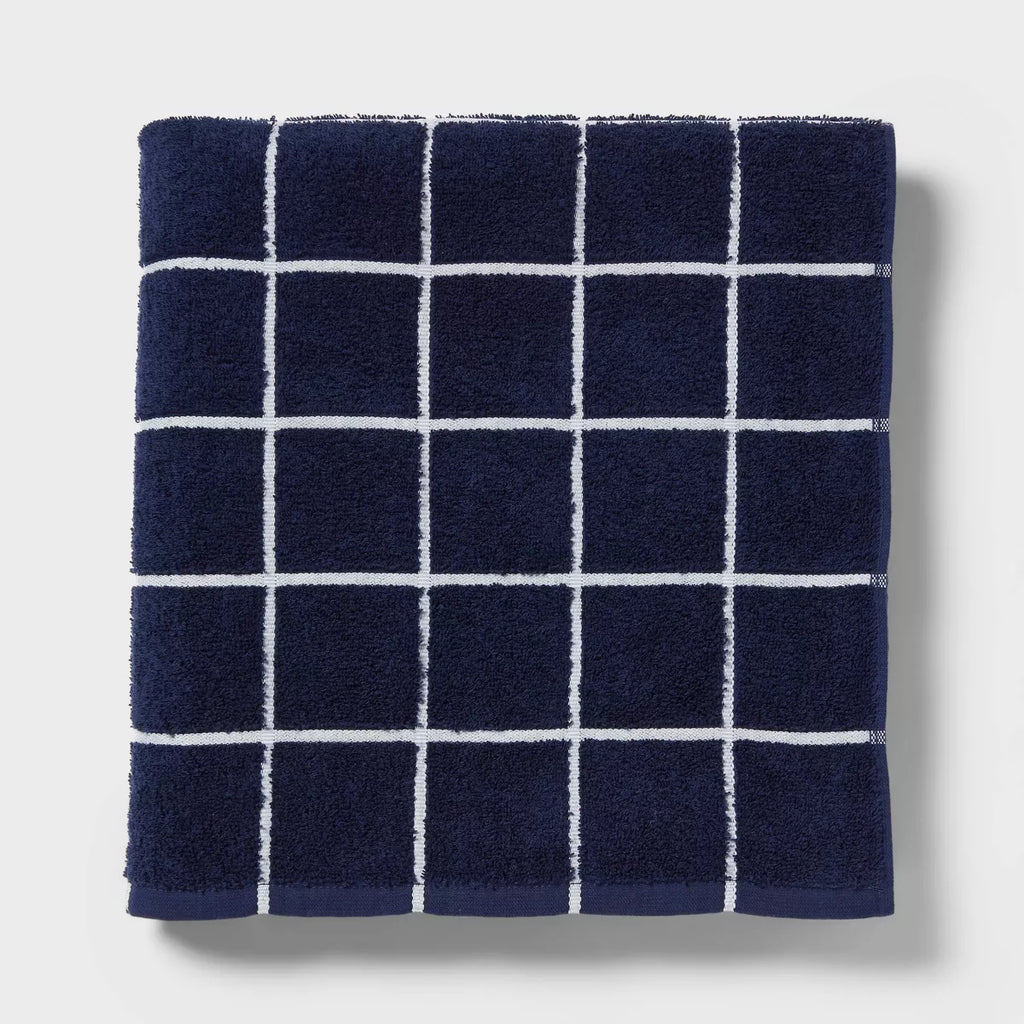 Everyday Bath Sheet Grid Navy/White - Room Essentials