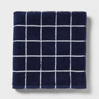 Everyday Bath Sheet Grid Navy/White - Room Essentials