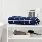 Everyday Bath Sheet Grid Navy/White - Room Essentials