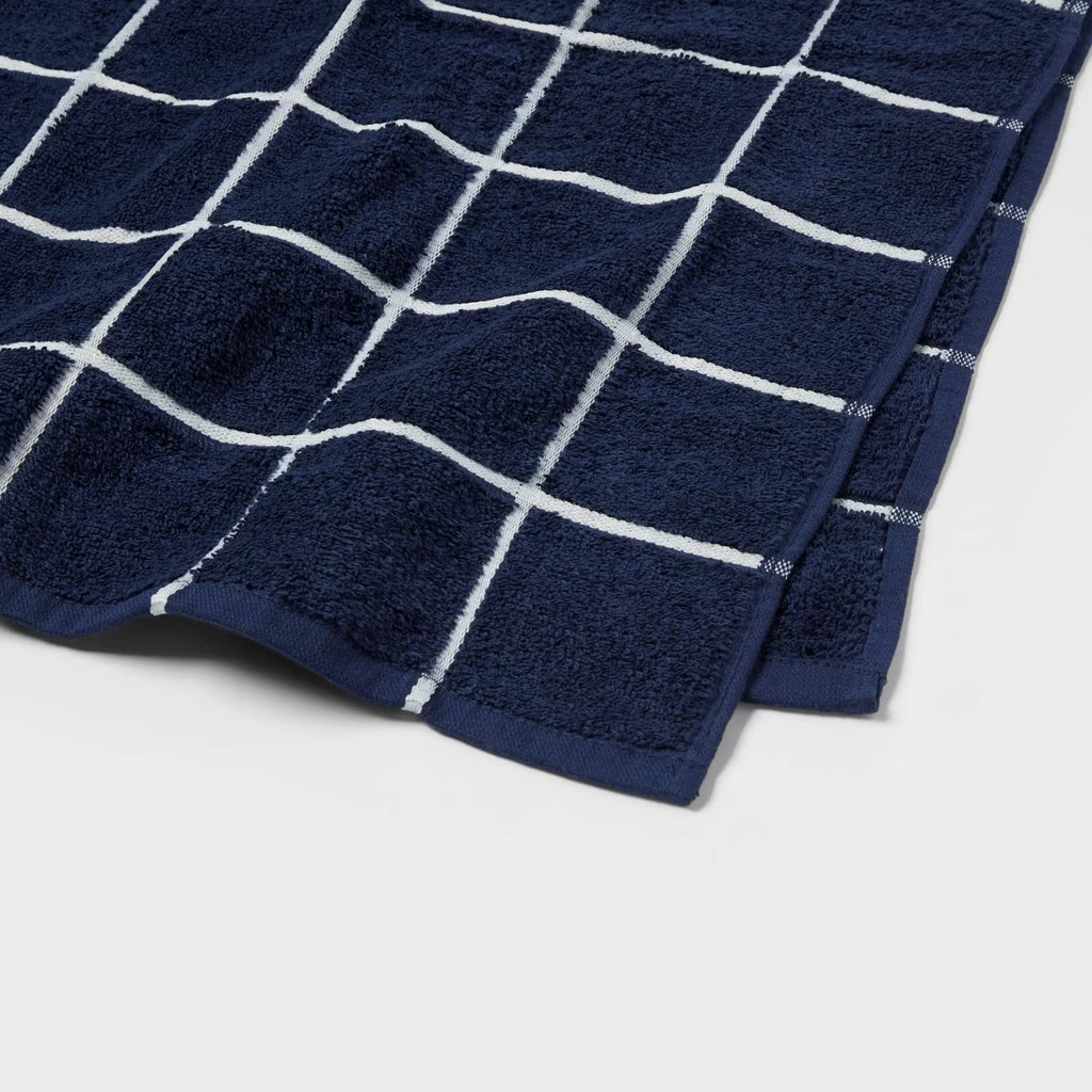 Everyday Bath Sheet Grid Navy/White - Room Essentials
