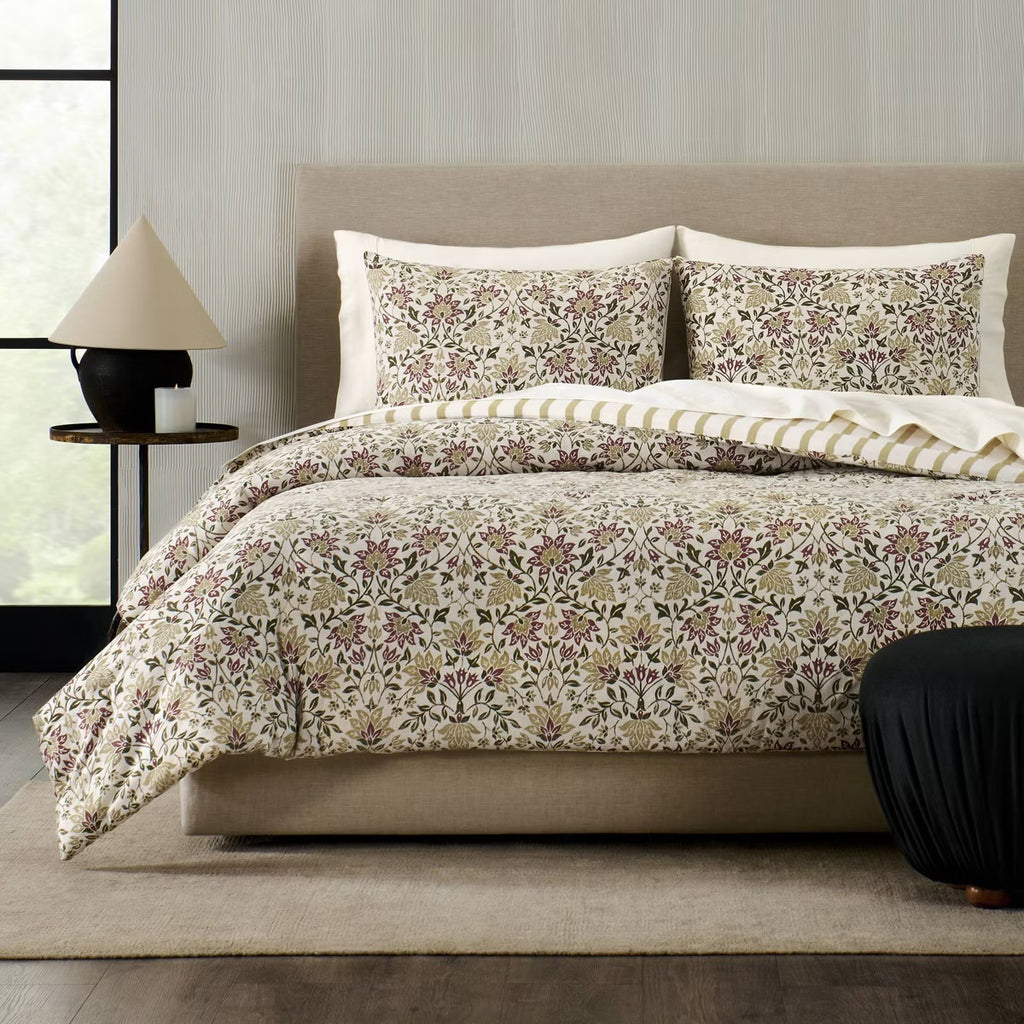 Full/Queen Jeremiah Brent Home 3pc Floral ' Geneva' Cotton Comforter Set Green