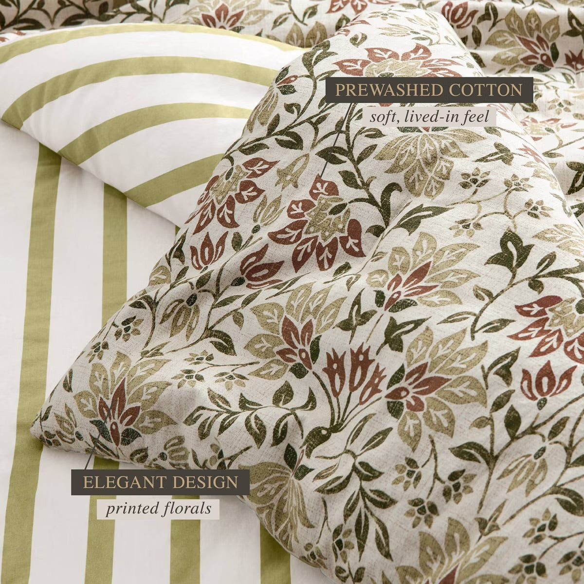 Full/Queen Jeremiah Brent Home 3pc Floral ' Geneva' Cotton Comforter Set Green