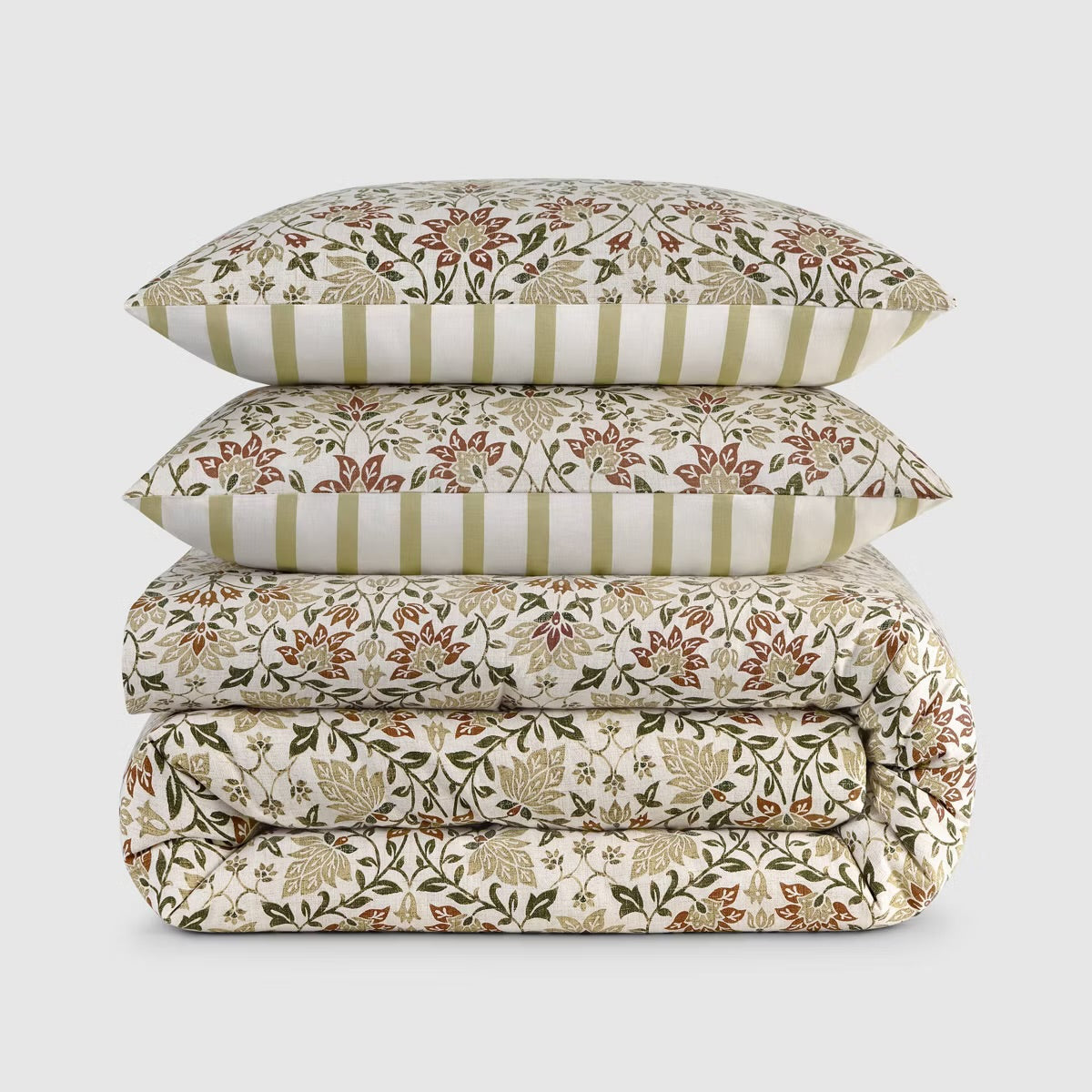 Full/Queen Jeremiah Brent Home 3pc Floral ' Geneva' Cotton Comforter Set Green