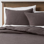 3pc Full/Queen Space Dyed Cotton Linen Duvet Cover & Sham Set Dark Gray - Threshold
