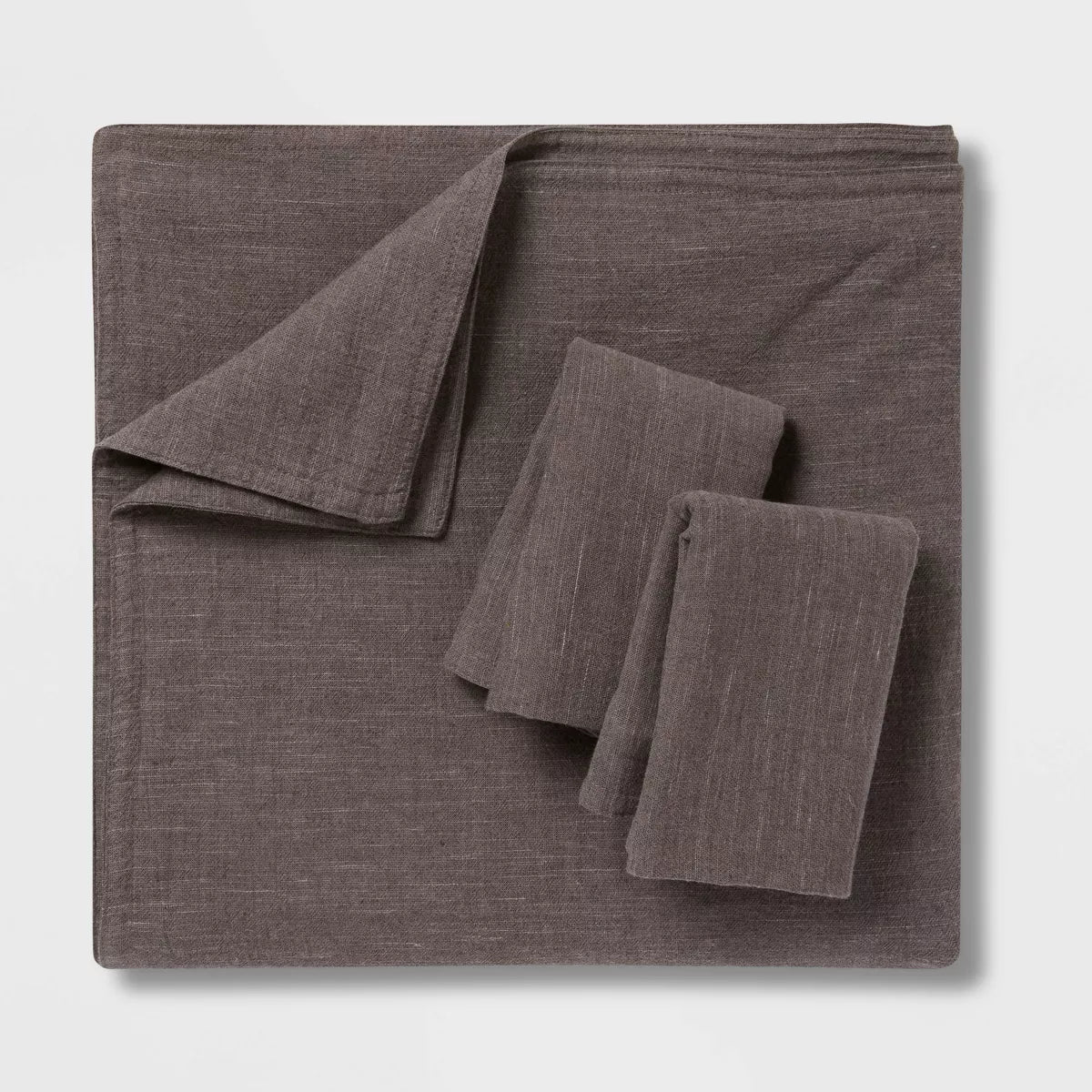 3pc Full/Queen Space Dyed Cotton Linen Duvet Cover & Sham Set Dark Gray - Threshold