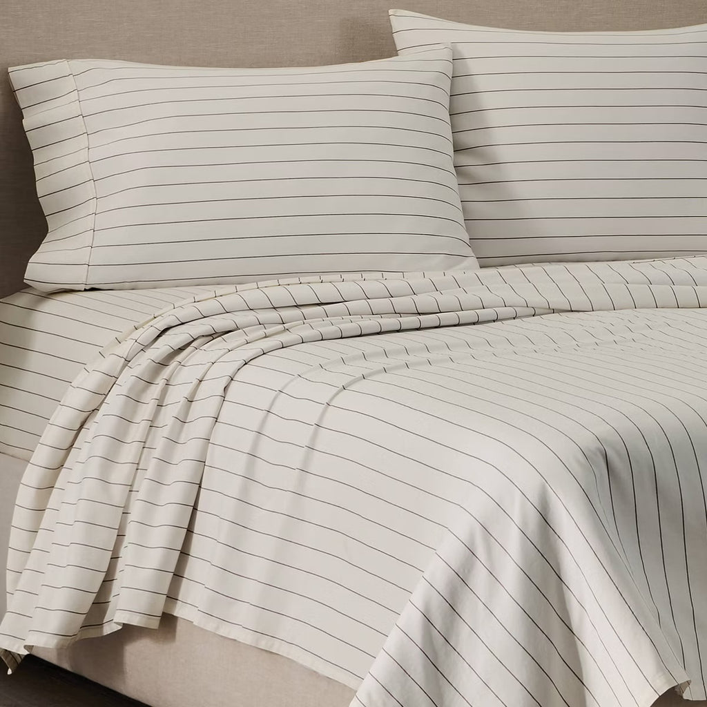 King Jeremiah Brent Home Cotton Sateen Sheet Set Chalk Raisin Striped