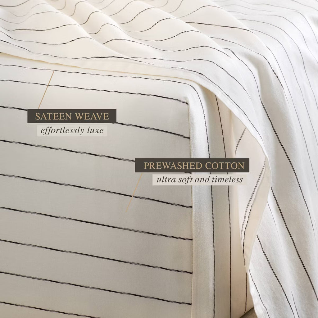 King Jeremiah Brent Home Cotton Sateen Sheet Set Chalk Raisin Striped