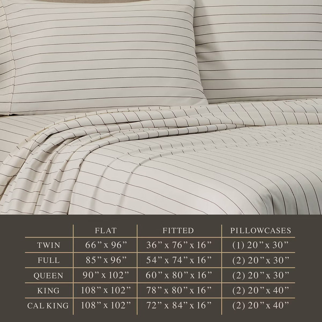 King Jeremiah Brent Home Cotton Sateen Sheet Set Chalk Raisin Striped