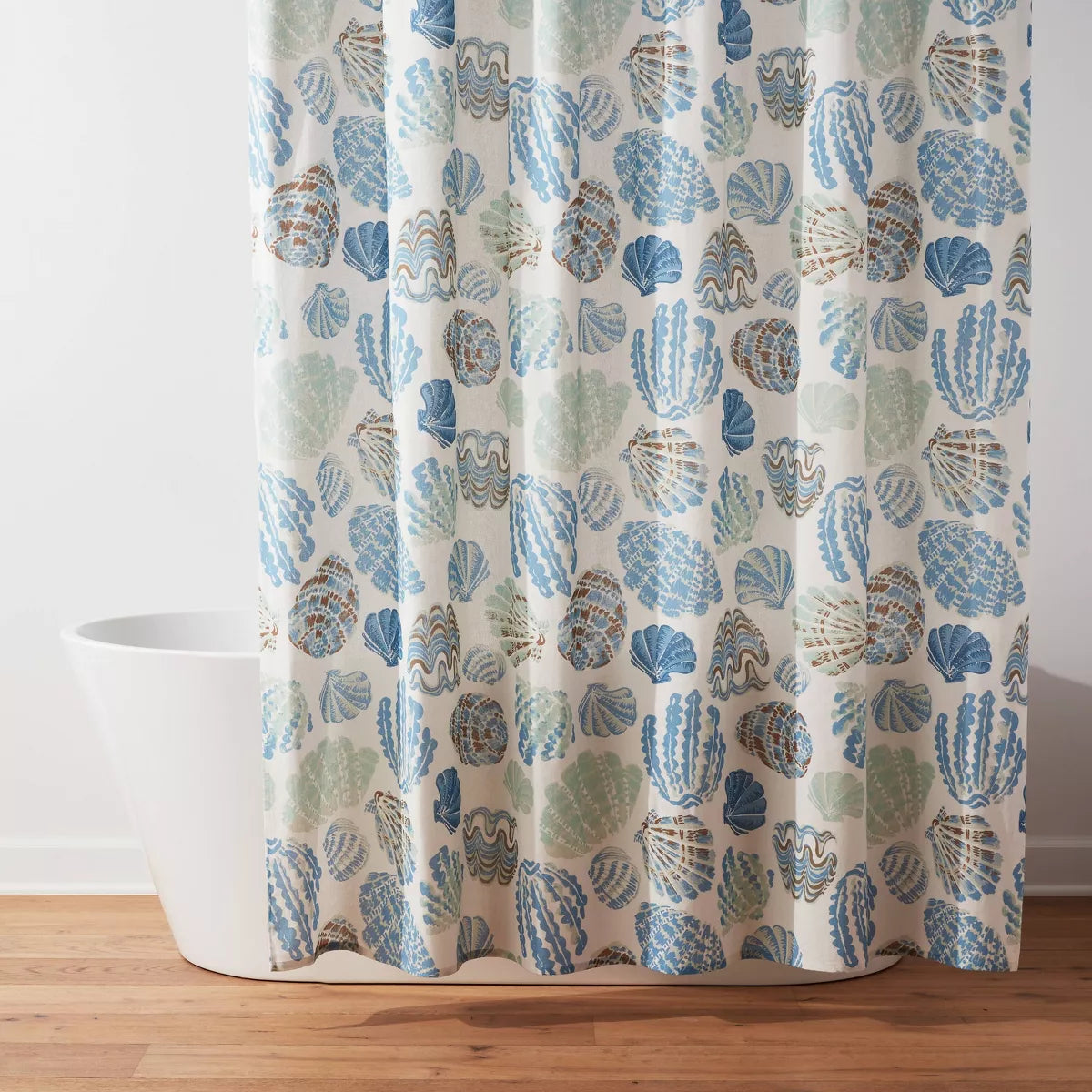 13pc Coastal Seashells Shower Curtain Set Blue/Green - Threshold